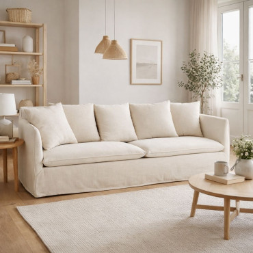 SOFÁ BEIGE TEJIDO SALÓN 215 X 92 X 78 CM
