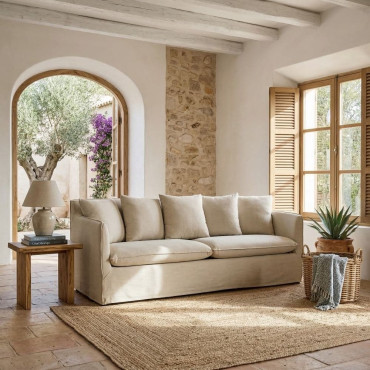 SOFÁ TAUPE TEJIDO SALÓN 215 X 92 X 78 CM