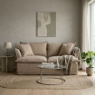 Sofá 2 Plazas Tapizado Beige Oscuro Estructura 4 Patas Tejido 181x72x103 cm