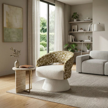 SILLÓN GIRATORIO CREMA-BEIGE 71 X 68 X 72 CM