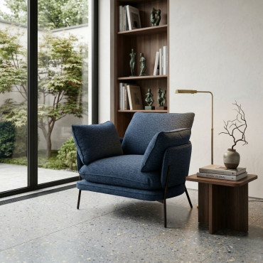 SILLÓN AZUL TEJIDO-METAL CONTRACT 95 X 80 X 79 CM