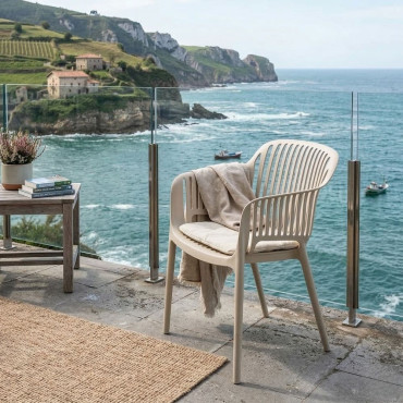 SILLA BEIGE POLIPROPILENO EXTERIOR 55 X 61 X 80 CM