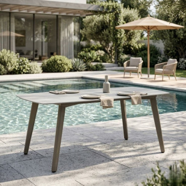 MESA MARÍN PORCELÁNICO BEIGE GREY-STONE 180 X 90 X 72 CM