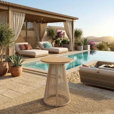 MESA ALTA POLYWOOD-PE RATÁN EXTERIOR 70 X 70 X 100 CM