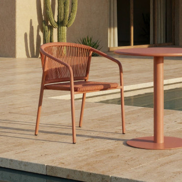 SILLA TERRACOTA ALUMINIO-RATTÁN PE 57 X 60 X 77,50 CM