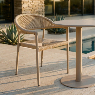 SILLA BEIGE ALUMINIO-RATTÁN PE CONTRACT 56 X 58 X 76 CM