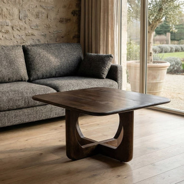 MESA CENTRO MIEL MADERA DE MANGO 80 X 80 X 45 CM