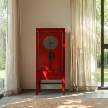 Armario Rojo Oriental - Madera Pino Reciclada 83,5 x 195 x 45 cm