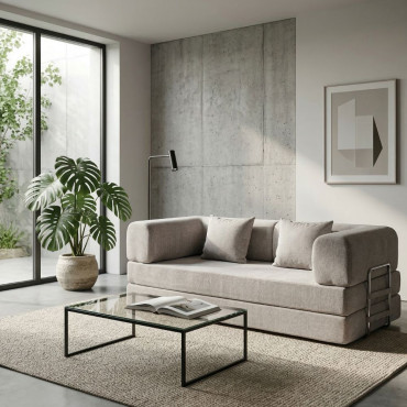 sofá cama Oslo gris ambiente salón
