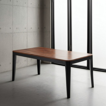 Mesa Salón Rectangular Maderas Nobles Marrón-Negro 180 x 76 x 90 cm