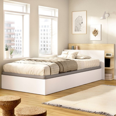 Cabezal cama 90 + Canapé recto Tori Blanco Roble Claro 105,2 x 71 x 209,2 cm