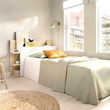 Cabezal cama 90 Tori Blanco Roble Claro 105,2 x 71 x 19,2 cm