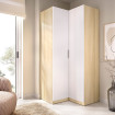 Armario de Rincón 2 Puertas Batientes Emax - Blanco y Roble Claro 96,9 x 203,5 x 95 cm