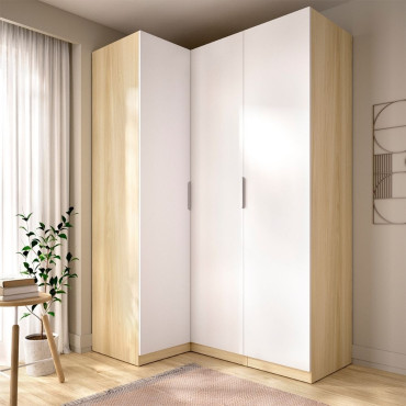 Armario Rinconero Juvenil - Emax - Roble Claro - Blanco 142,4 x 203,5 x 95 cm