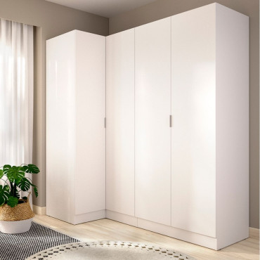 Armario rincón 4 puertas ESSEN - Blanco 173,5 x 184 x 90,5 cm