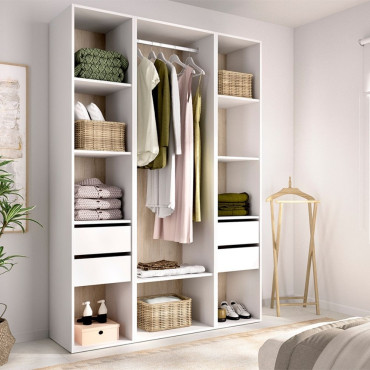 Armario Vestidor Sin Puertas - Suit - Blanco - Natural 137,5 x 204,5 x 45 cm