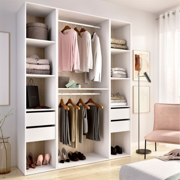 Armario Vestidor Abierto Sin Puertas - Suit - Blanco - Natural 158 x 204,5 x 45 cm