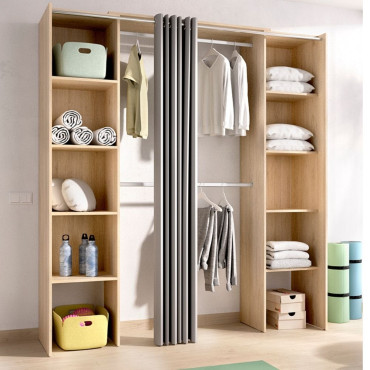 Armario vestidor abierto con cortina - Suit - Natural 110/178 x 205 x 50 cm