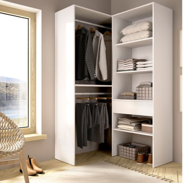 Armario Vestidor Rincón - Suit - Blanco Natural 100 x 185 x 88,4 cm