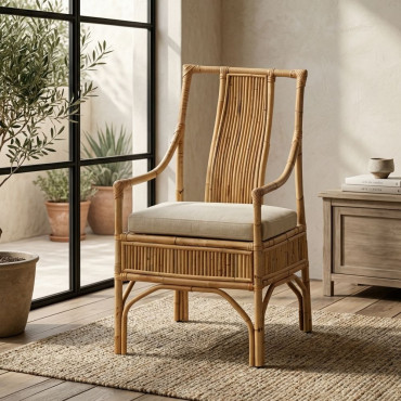 SILLÓN NATURAL RATÁN DECORACIÓN 54 X 65 X 96 CM