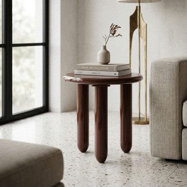 MESA AUXILIAR LACADO GRANATE DM SALÓN 50 X 50 X 50,50 CM
