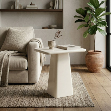 MESA AUXILIAR LACADO CREMA DM SALÓN 60 X 40 X 61 CM