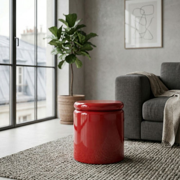 MESA AUXILIAR LACADO ROJO DM SALÓN 40 X 40 X 43 CM