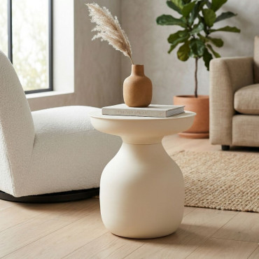 MESITA BLANCO ROTO ACERO 46 X 46 X 51 CM