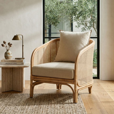 SILLÓN NATURAL RATÁN DECORACIÓN 68 X 68 X 76 CM