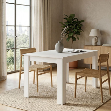 Mesa de comedor extensible Blanca 120 - 160 x 76 x 80 cm