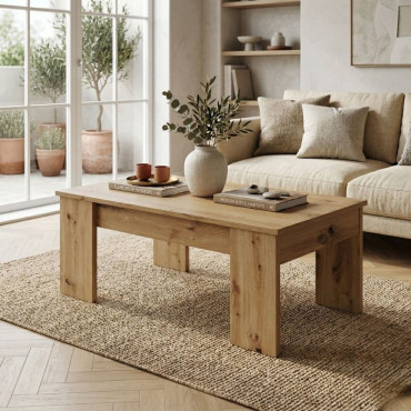 Mesa de centro elevable Petra en Roble Artisan 100 x 45,2 - 57,5 x 50 cm