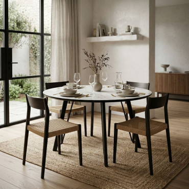 Mesa de comedor redonda efecto marmol Atira 120 x 75 x 120 cm