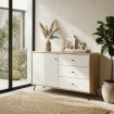 Aparador Bilbao 1 pueta 3 cajones Roble Artisan - Blanco 123 x 75 x 40 cm