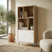 Estantería con 1 puerta Bilbao Roble Artisan - Blanco 63,4 x 135 x 40 cm