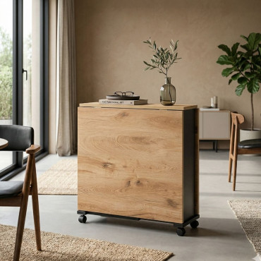 MESA PLEGABLE PLEGABLE NEGRO-NATURAL 148 X 71 X 74 CM