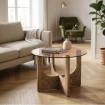 MESA CENTRO MARRÓN MADERA-CRISTAL 60 X 60 X 41 CM