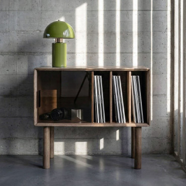 MUEBLE AUXILIAR MARRÓN MADERA-CRISTAL 80 X 38 X 70 CM