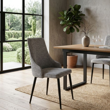 Silla de comedor Briana tapizado repelente al agua Gris - Negro 49 x 96 x 56 cm
