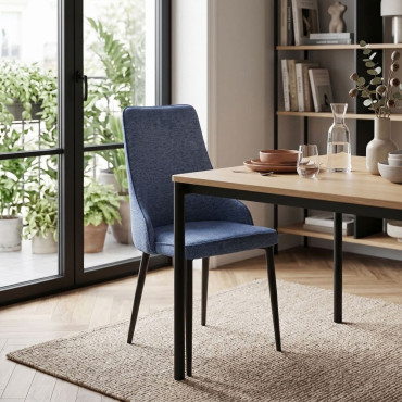Silla de comedor Briana tapizado repelente al agua Azul - Negro 49 x 96 x 56 cm