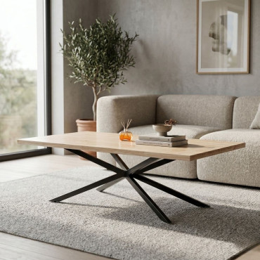 Mesa de centro patas entrelazadas Emmet Natural - Negro 110 x 45 x 55 cm