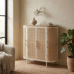 Recibidor 4 puertas ovalado Saya Blanco - Natural 80 x 80 x 39 cm