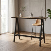 MESA ALTA NEGRO-NATURAL DM-METAL MUEBLES 138 X 50 X 100 CM