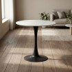 MESA REDONDA BLANCO PIEDRA SINTERIZADA 80 X 80 X 75 CM