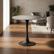 MESA REDONDA GRIS PIEDRA SINTERIZADA 80 X 80 X 75 CM