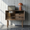 MUEBLE AUXILIAR MARRÓN MADERA-CRISTAL 80 X 38 X 70 CM