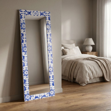 ESPEJO TEXTURA BLANCO-AZUL MADERA 53 X 2 X 155 CM