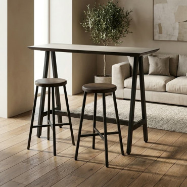 MESA ALTA NEGRO-CREMA DM-METAL MUEBLES 138 X 50 X 100 CM