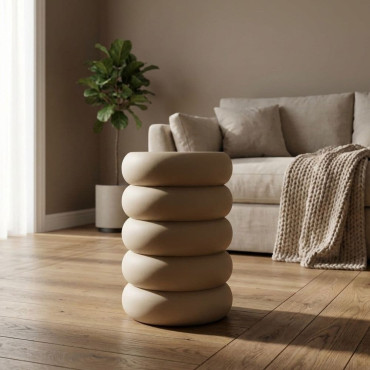 MESITA BEIGE ACERO 46 X 46 X 51 CM