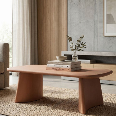 MESA CENTRO TEJA DM-MICROCEMENTO SALÓN 120 X 60 X 38,50 CM