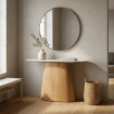 CONSOLA BEIGE PIEDRA PIEDRA SINTERIZADA 120 X 40 X 77 CM
